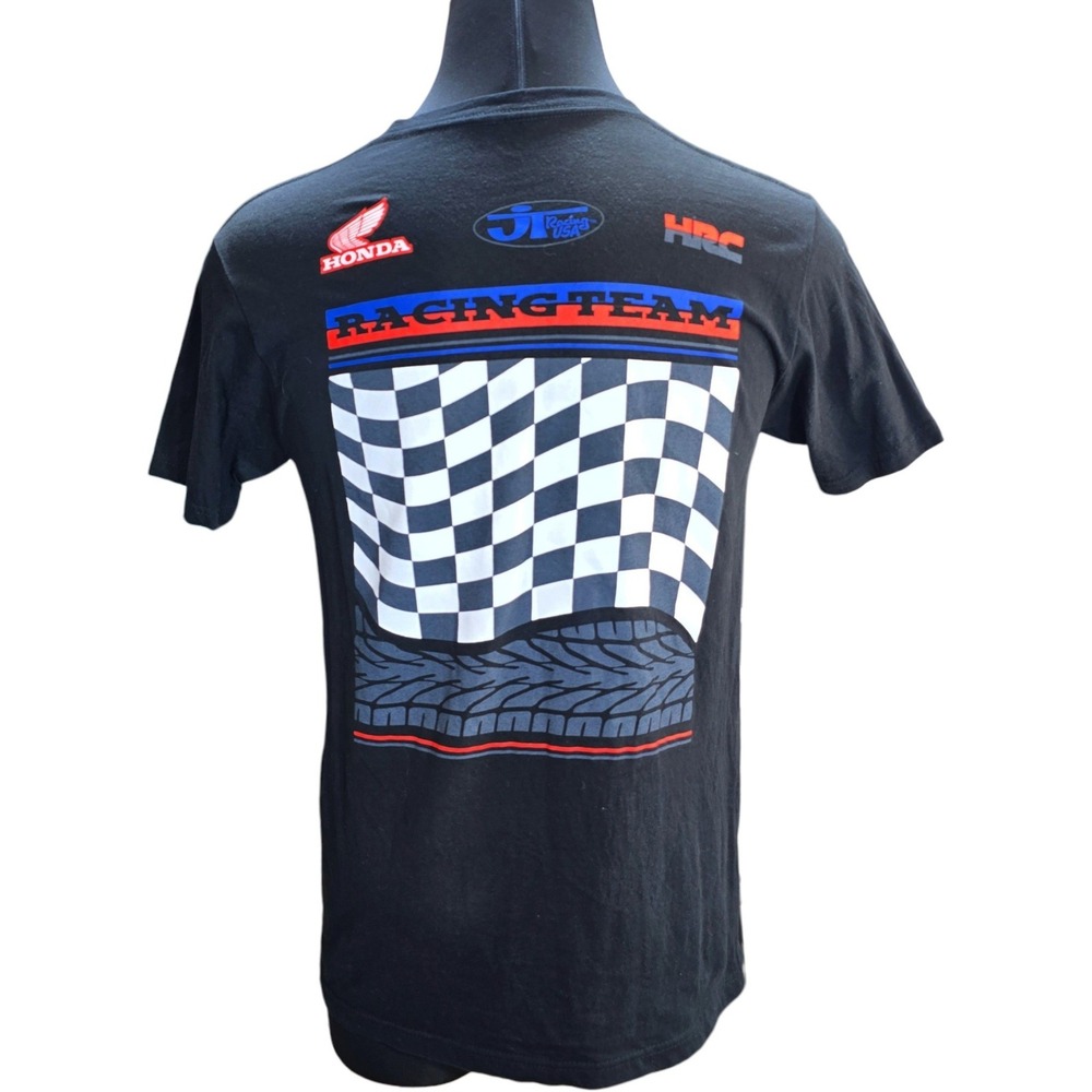 Honda Racing Team T Shirt Mens Medium Black Cotton JT Racing USA HRC Graphic Tee - Picture 2 of 7